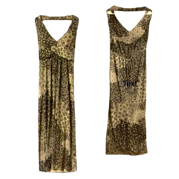 PHIL2011 Dresses & Skirts - Whimsigoth Y2K Baby Doll Maxi Dress 4/6 Halter V-neck Stretchy Black Grey Floral